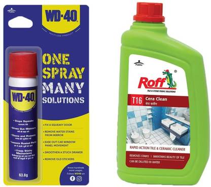 Pidilite Roff Cera Clean (1 Litre) + WD-40, Multipurpose Spray 63.8gm