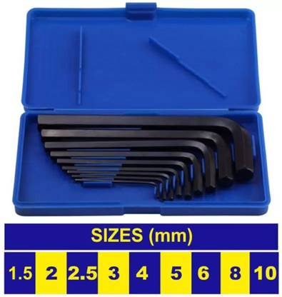 Tulsway 9 Pcs Full Hex Allen Key Kit Bolt Spanner Goti Wrench L Shape Repair Tool Set Allen Key Set