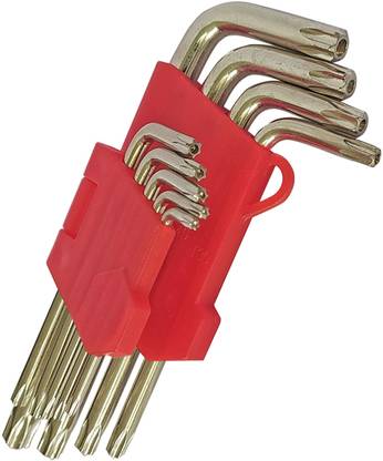 Inditrust NEW 9pcs T10-T50 Torx Hex Wrench Screwdriver Star Wrench Set Allen Key Set