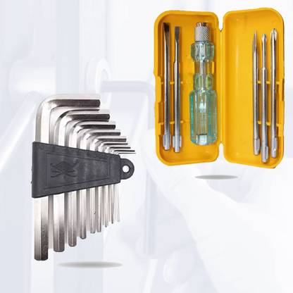 Hillgrove HGCM483M1 Hex with 5in1 Screwdriver Bolt Spanner Wrench L Shape Tool Allen Key Set