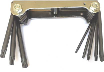 Inditrust new 1pc Folding Torx Allen key set size T9 T10 T15 T20 T25 T27 T30 and T40 Folding Allen Key Set