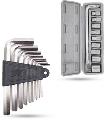 Hillgrove HGCM482M1 Hex Allen Key with 10in1 Socket Bolt Spanner Wrench L Shape Tool Allen Key Set