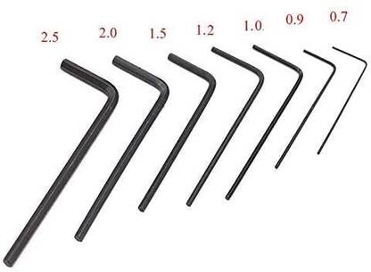 AASONS Allen Key Set Micro Size 7 pcs Metric (0.7, 0.9, 1.0, 1.2, 1.5, 2.0, 2.5) mm Allen Key Set
