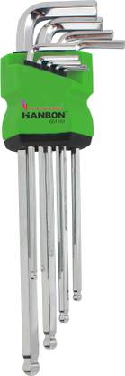 MALFAH ENTERPRISES HANBON 651101 MIRROR BALL POINT S2 HEX KEY LONG Allen Key Set