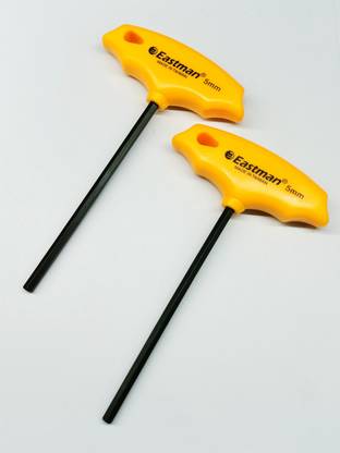 4MECH 5mm x 2 T-Type Allen Key, Hardened and Tempered, Professional Quality, Anti Rust Allen Key Set