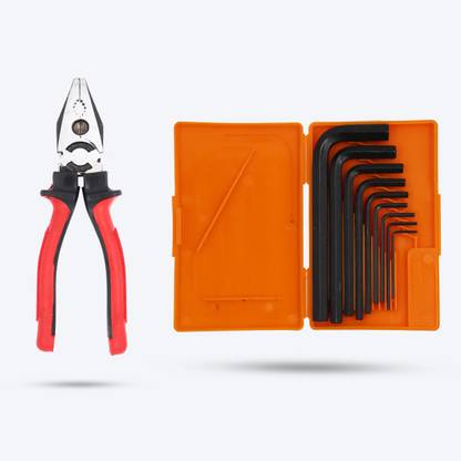 Hillgrove HGCM10M1 9Pcs Hex Allen Key Kit with 8"Inch Plier for Bike/Bicycle/Cycle/Guitar Allen Key Set