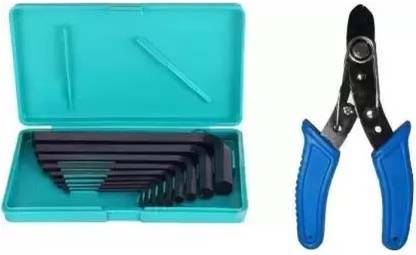 Wolzook 9 Pieces Hex Allen Key Wrench L Shape Repair and stripper wire cutter Set Allen Key Set