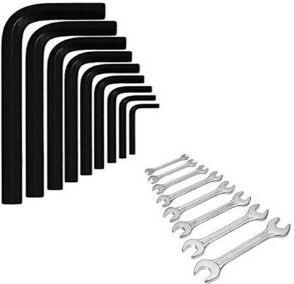 Red Champion 9Pcs Allen Key Kit for Bike/Bicycle/Guitar With 8 Piece Double Sided Open Wrench Allen Key Set