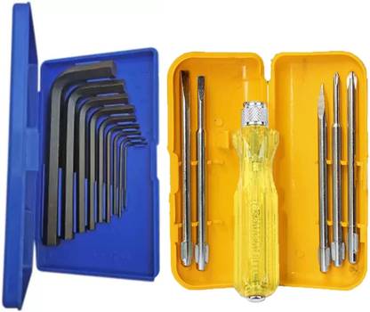 Kshivi 5 Pcs Combination Screwdriver Set with 9 Pcs Allen Key Set For Bike/Cycle/Guitar Combination Screwdriver Set