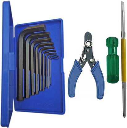 Inditrust new Wire cutter 9pc Hex Allen key set and 2in1 Screwdriver (Pack of 3) Allen Key Set