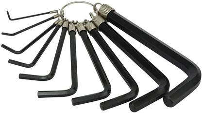 ST LOKHANDWALA Metric Hex Key Ring Set, Black Phosphate Allen Key Set