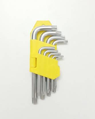 TOM 9 Pcs. CRV Torx Key Set (T-10, T-15, T-20, T-25, T-27, T-30, T-40, T-45, T-50) Allen Key Set