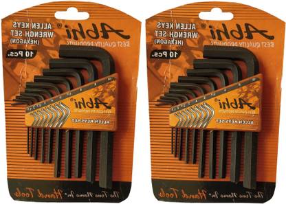 Inditrust 2set 10 Pieces Hex Allen Key Wrench L Shape Repair Tool Set Allen Key Set