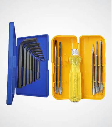 Kiesh 5 Pcs Combination Screwdriver Set with 9 Pcs Allen Key Set For Bike/Cycle/Guitar Combination Screwdriver Set