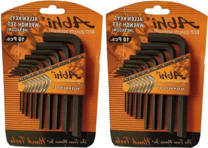 DUMDAAR 2set 10 Pieces Hex Allen Key Wrench L Shape Repair Tool Set Allen Key Set