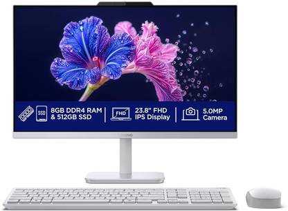 Lenovo All in one N100 (8 GB DDR4/512 GB SSD/Windows 11 Home/Integrated Intel UHD Graphics/23.8 Inch Screen/A100) with MS Office