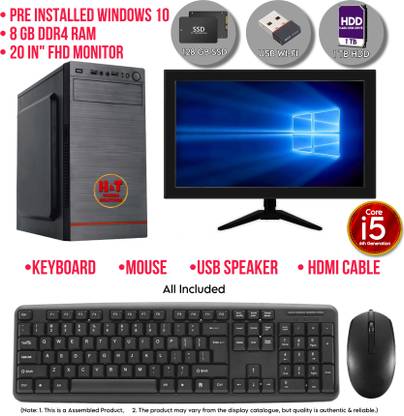 HNT Techno Solutions Intel Core i5 (6th Gen) (8 GB DDR4/1 TB/128 GB SSD/Windows 10 Pro/20 Inch Screen/i5 6th AIO by HnT)