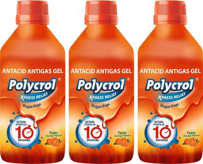 Polycrol Quick relief from Acidity & Gas|Tasty Orange Flavour Liquid