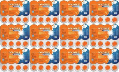 DOLOSILS Orange Flavour Lozenges - Instant Dry Cough and Throat Relief | 8 Lozenges x 12 Tablets