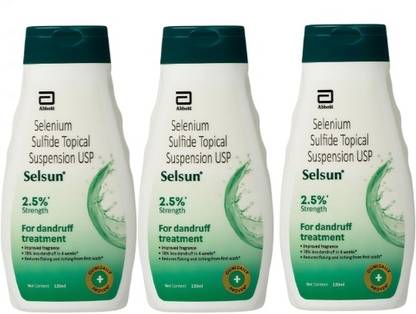Selsun Suspension Anti Dandruff Shampoo (120 ml x pack of 3) Liquid