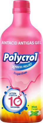 Polycrol Xpress Relief Antacid Gel for Acidity, Sugar-Free, Mint Flavor Liquid