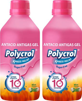 Polycrol Xpress Relief Antacid Gel for Acidity, Sugar-Free, Mint Flavor Liquid