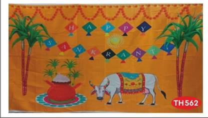 Talambralu Backdrop Cloth For Sankranthi with Cow Kite Design Altar Cloth