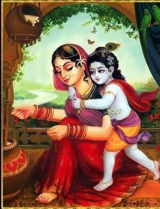 Event Fabric Supplier Yashoda & Little Krishna Backdrop Cloth for All Festivals/House Hold Functions Altar Cloth