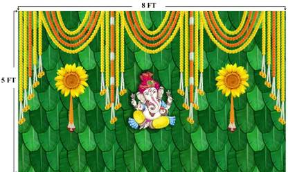 WINNSUN Ganesh ji print Decorative Backdrop Pooja Cloth | Taiwan Cloth 5*8 FT Altar Cloth