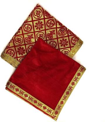 Reet 2 (16*16 Inch) Pooja Chowki / Mat Sitting Aasan Brocade / Velvet Asan - Altar Cloth