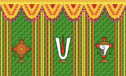 WINNSUN Yellow Flower Pooja Blackdrop Decoration Tapestry