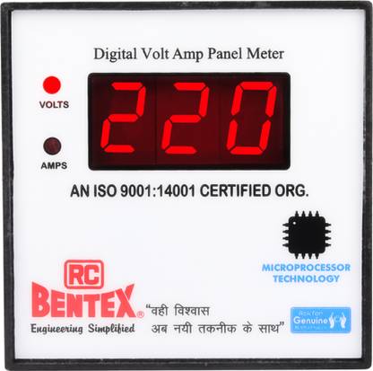 RC BENTEX Single Phase 72 MM Digital Volt & Amp Meter Square 0-30A & 20-300V, 102000010 Ammeter