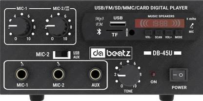 Da.Beatz. DB - 45U Amplifier Bluetooth/MIC/USB/SD Card Slot/AUX/FM Radio /Remote Control 45 W AV Power Amplifier