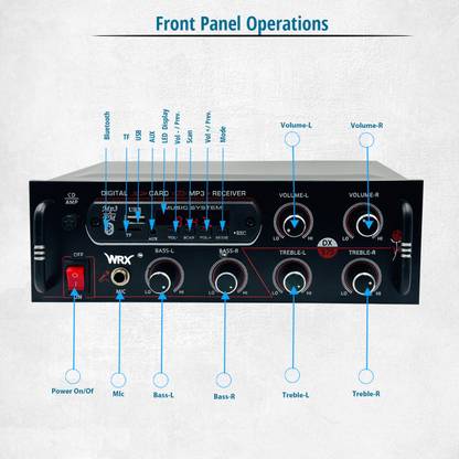 WRX Bluetooth Amplifier/MIC Input/USB/SD Card Slot/FM Radio/AUX Input/Remote Control 160 W AV Power Amplifier