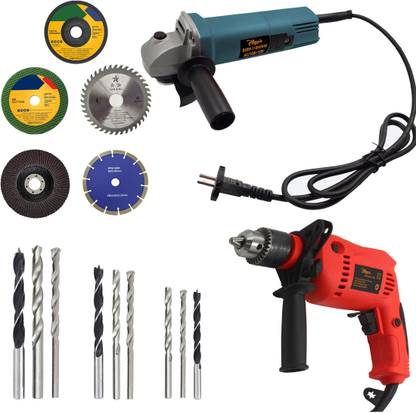 Hillgrove HGCM942M2 4"inch Angle Grinder with 13mm Power Drill Machine and 5Pcs Wheels Angle Grinder