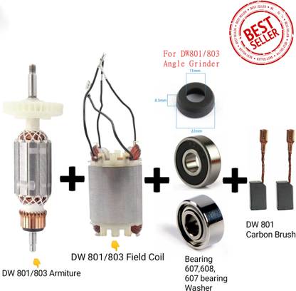 HOXIUL Dewalt DW801 Armature,Filed Coil, Carbon,607-608 Bearing,607 Waser (PACK OF 7) Angle Grinder