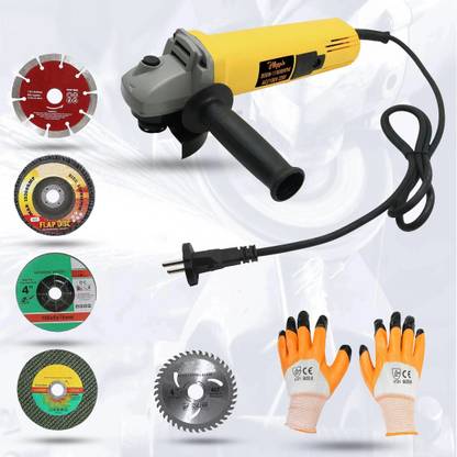 Hillgrove HGCM19M1 Angle Grinder with 5Pc Metal/Tile/Wood Cutting/Grinding/Flap Disk Wheel Angle Grinder