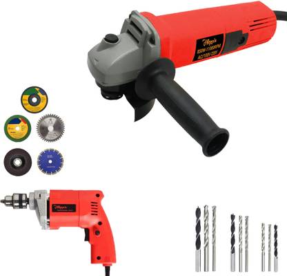 Hillgrove HGM924M2 4"inch Angle Grinder with 10mm Power Drill Machine and 5Pcs Wheels Angle Grinder