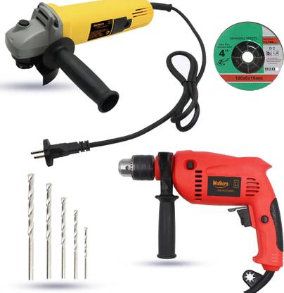 Walkers WKCB412M1 100mm Angle Grinder with 13mm Drill Machine for Making Holes Angle Grinder