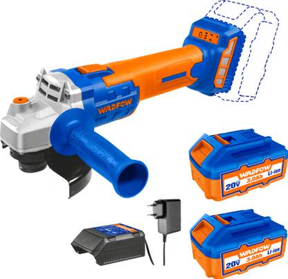 Wadfow 20V Cordless Angle Grinder, Brushless Motor, 2 PCS 3.0Ah Batteries, M10, 4" Disc Angle Grinder