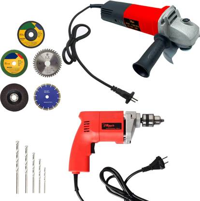 Hillgrove HGCM966M2 4"inch Angle Grinder with 10mm Power Drill Machine and 5Pcs Wheels Angle Grinder