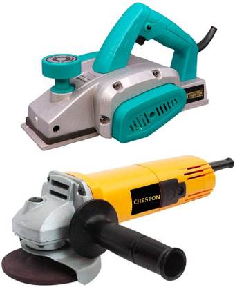 CHESTON 600W Electric Hand-Held Planer, Industrial Electric Wood Planer + 850W Angle Grinder