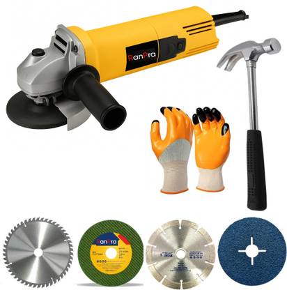 RanPra 4INCH ANGLE GRINDER WITH GRINDING AND CUTTING WHEEL & CLAW HAMMER Angle Grinder