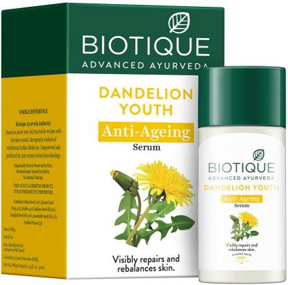 BIOTIQUE Dandelion Youth Anti-Ageing Serum|Men & Women|Reduces Fine Lines|All Skin Types