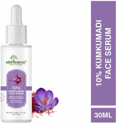 Earth Science Ayurveda 10% Kumkumadi Face Serum with Vitamin C, Retinol & Peptides for Glowing Skin