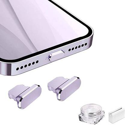 D & Y Lightning Charging Port Cover Protectors with Plug Holder and Carry Box (Purple) USB Purple Anti-dust Plug