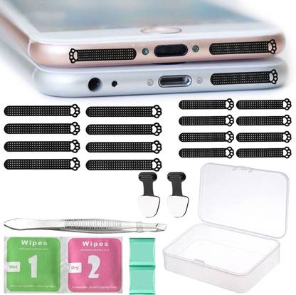 brainle Mobile Dust Protector, iphone Speaker Protector, Dustproof Net Stickers Audio Jack Black Anti-dust Plug