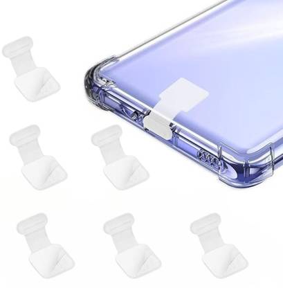 MAK Type C Charging Port Adhesive Dust Protection Caps,Anti-Lost Cover (Transparent) Power Port White Anti-dust Plug