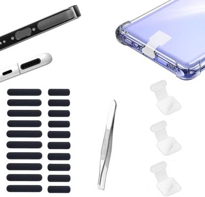MAK Type C Port Adhesive Dust Protection Caps (3Pc),Dustproof Net Stickers (10S+10L) Power Port White Anti-dust Plug