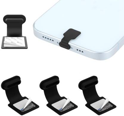 MAK Type C Charging Port Adhesive Dust Protection Caps,Anti-Lost Cover (Black) Power Port Black Anti-dust Plug